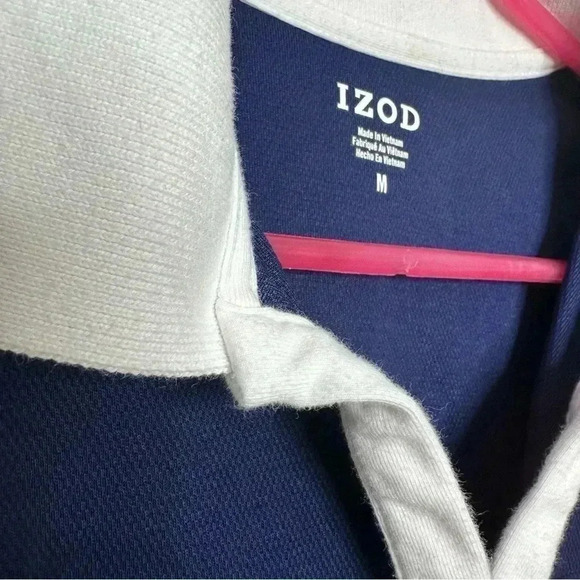 Izod Polo Shirt Sleeveless Collared Striped Blue & White Size Medium - Picture 8 of 16